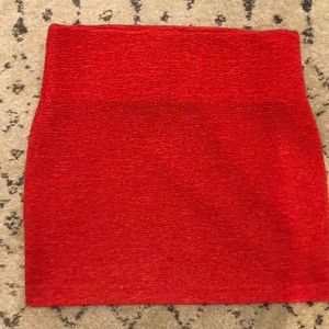 Coral/red textured mini skirt